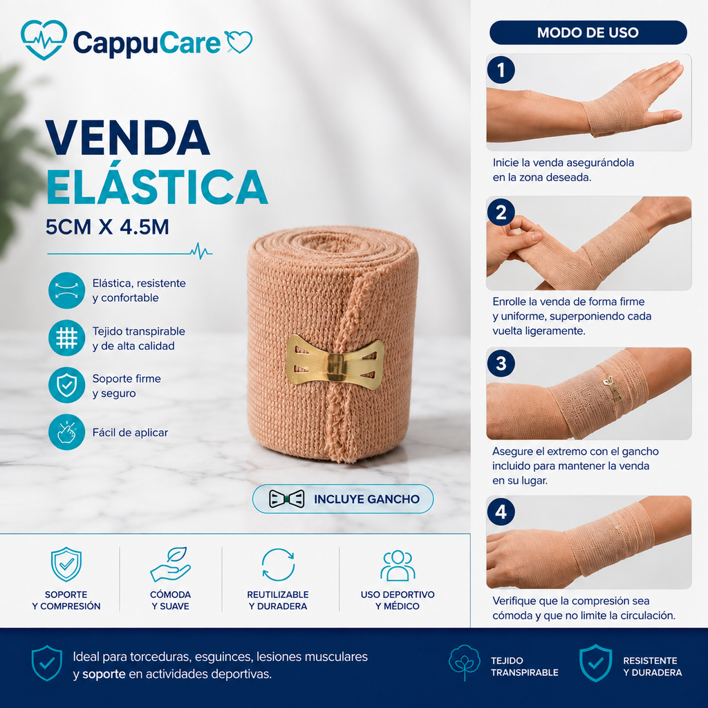 Venda Elástica con Gancho 5 cm x 4,5 m