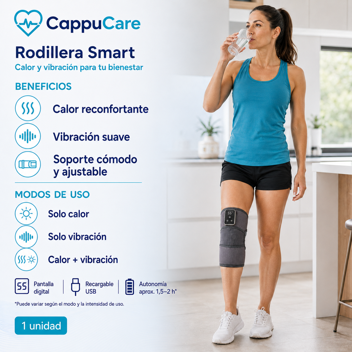 Rodillera Smart con Calor y Vibración