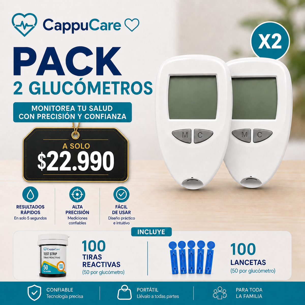 Pack 2 Glucómetros