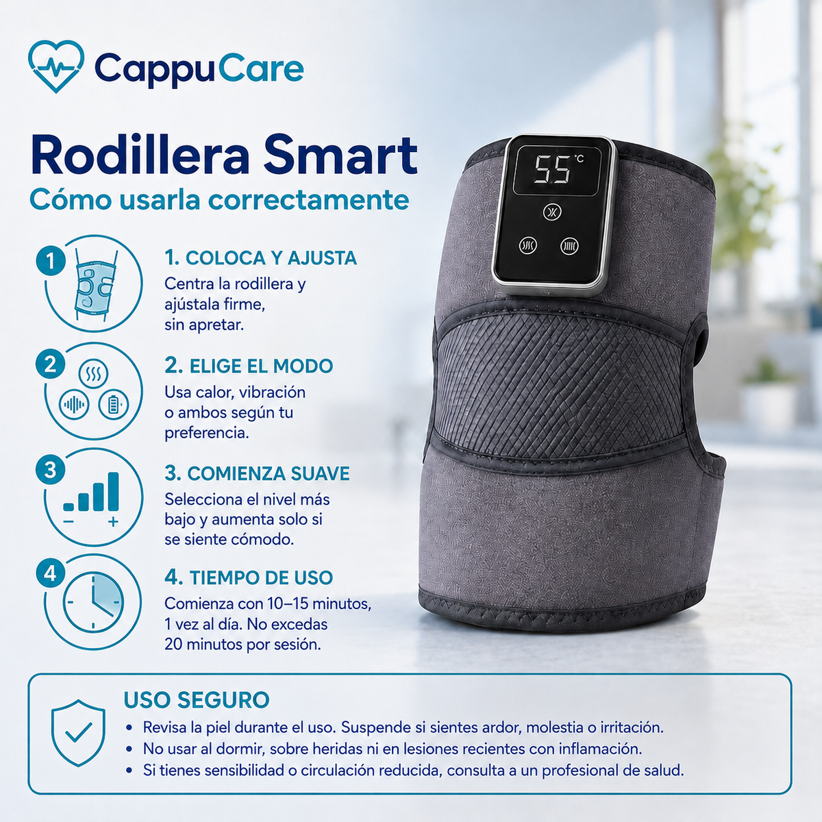 Rodillera Smart con Calor y Vibración
